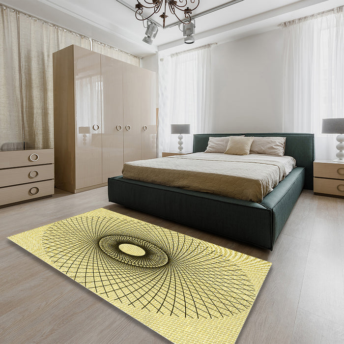 Patterned Sun Yellow Rug in a Bedroom, pat774yw
