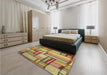 Patterned Light Brown Rug in a Bedroom, pat775brn