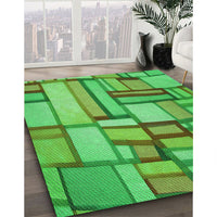 Patterned Dark Lime Green Rug, pat775grn