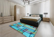 Patterned Sea Green Rug in a Bedroom, pat775lblu