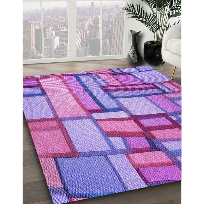 Patterned Dark Orchid Purple Rug in Family Room, pat775pur