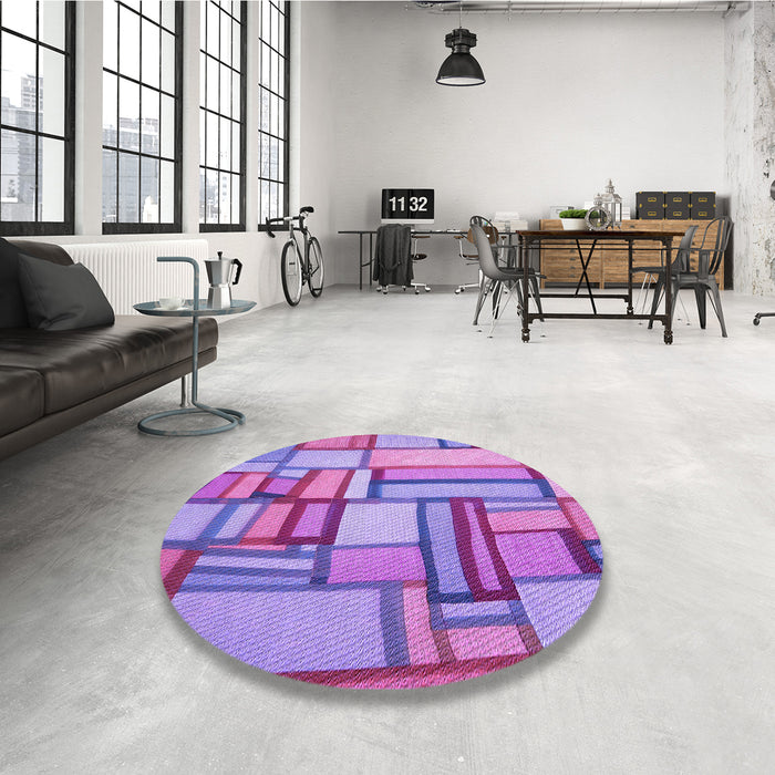 Round Patterned Dark Orchid Purple Rug in a Office, pat775pur
