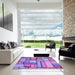 Square Patterned Dark Orchid Purple Rug in a Living Room, pat775pur