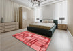 Patterned Red Rug in a Bedroom, pat775rd