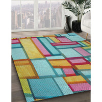 Patterned Blue Green Modern Rug, pat775