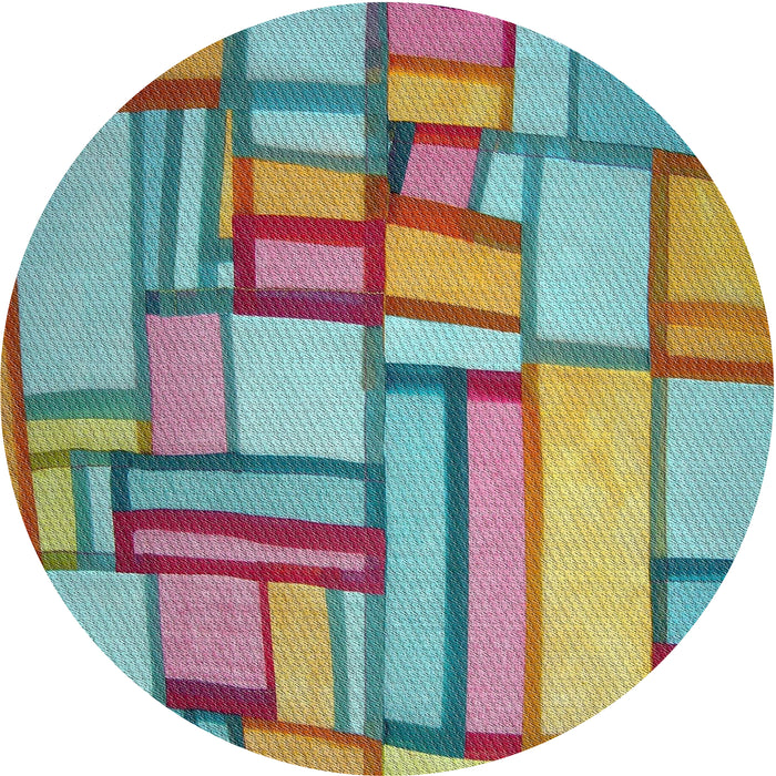 Square Machine Washable Transitional Blue Green Rug, wshpat775