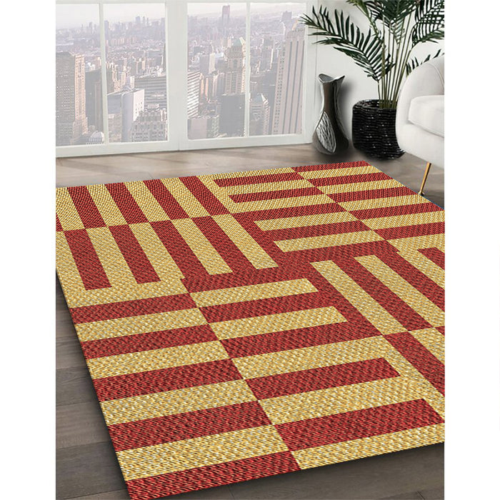 Machine Washable Transitional Yellow Rug in a Family Room, wshpat776brn