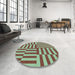 Round Patterned Pastel Green Rug in a Office, pat776lblu
