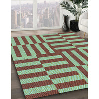 Patterned Pastel Green Rug, pat776lblu