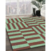 Patterned Pastel Green Rug in Family Room, pat776lblu