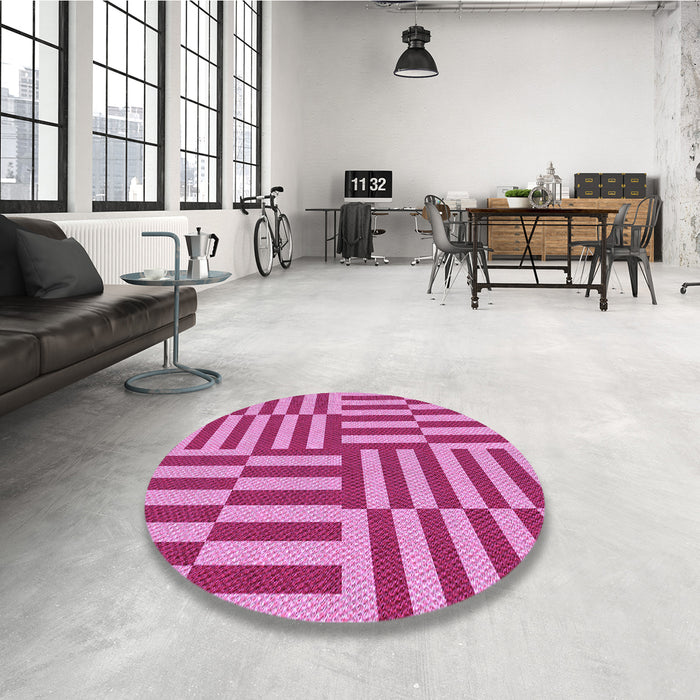 Round Patterned Violet Purple Rug in a Office, pat776pur