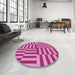 Round Patterned Violet Purple Rug in a Office, pat776pur