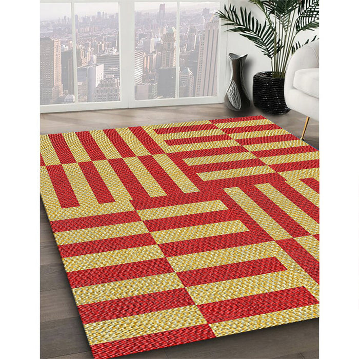 Patterned Red Novelty Rug in Family Room, pat776