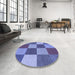 Round Patterned Sky Blue Rug in a Office, pat777blu