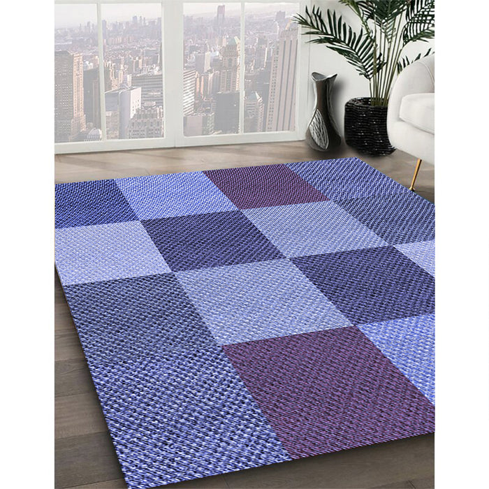 Patterned Sky Blue Rug in Family Room, pat777blu