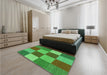Patterned Neon Green Rug in a Bedroom, pat777grn