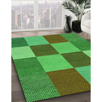 Patterned Neon Green Rug, pat777grn