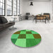 Round Patterned Neon Green Rug in a Office, pat777grn