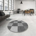 Round Patterned Dark Gray Rug in a Office, pat777gry