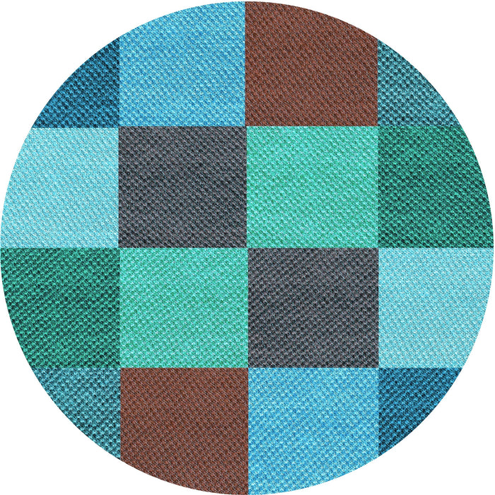 Square Patterned Bright Turquoise Blue Rug, pat777lblu