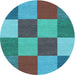 Square Patterned Bright Turquoise Blue Rug, pat777lblu