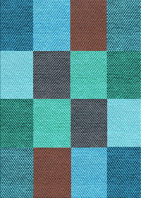 Machine Washable Transitional Bright Turquoise Blue Rug, wshpat777lblu