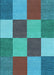 Machine Washable Transitional Bright Turquoise Blue Rug, wshpat777lblu