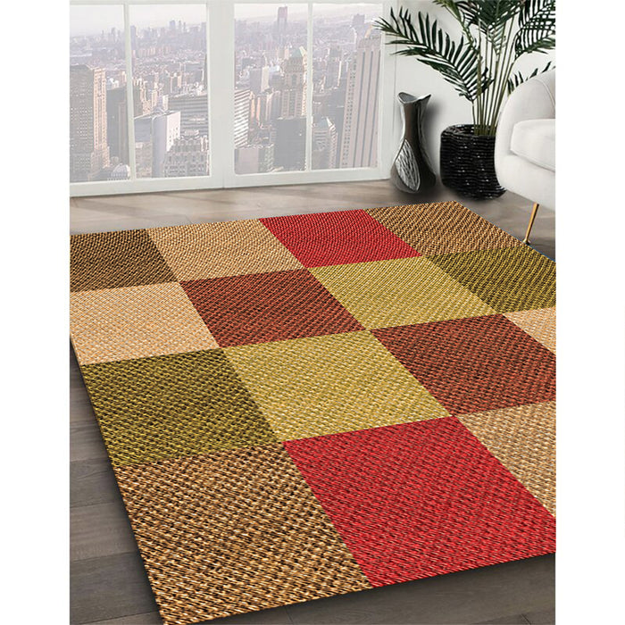 Patterned Yellow Rug in Family Room, pat777org