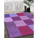 Machine Washable Transitional Dark Magenta Purple Rug in a Family Room, wshpat777pur