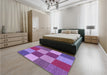 Patterned Dark Magenta Purple Rug in a Bedroom, pat777pur
