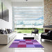 Square Patterned Dark Magenta Purple Rug in a Living Room, pat777pur