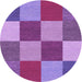 Square Patterned Dark Magenta Purple Rug, pat777pur