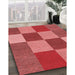 Patterned Red Rug in Family Room, pat777rd
