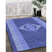 Patterned Sky Blue Rug in Family Room, pat778blu