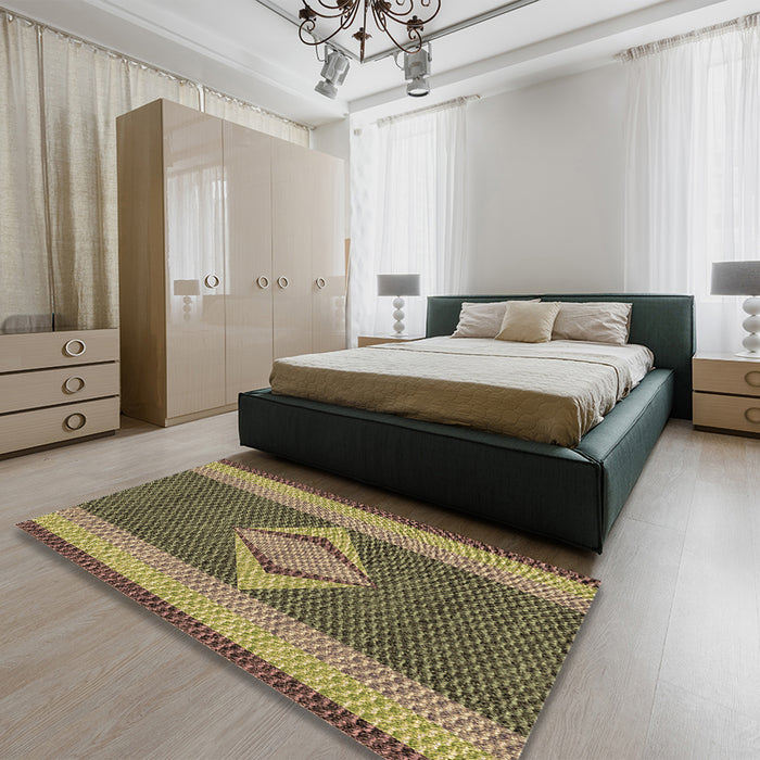 Patterned Dark Brown Rug in a Bedroom, pat778brn