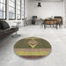 Round Patterned Dark Brown Rug in a Office, pat778brn