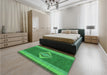 Patterned Green Rug in a Bedroom, pat778grn