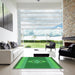 Square Patterned Green Rug in a Living Room, pat778grn