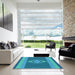 Square Patterned Blue Rug in a Living Room, pat778lblu