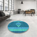 Round Patterned Blue Rug in a Office, pat778lblu