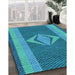 Patterned Blue Rug in Family Room, pat778lblu