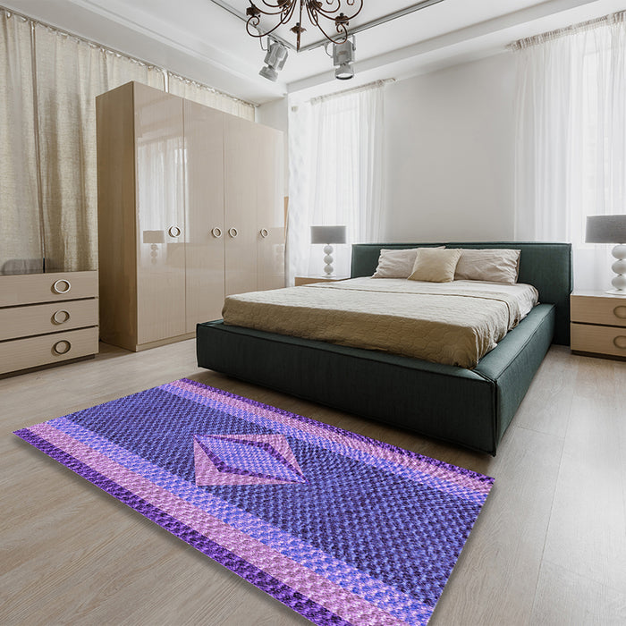 Patterned Amethyst Purple Rug in a Bedroom, pat778pur