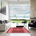 Square Patterned Red Rug in a Living Room, pat778rd