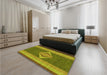 Patterned Dark Bronze Brown Rug in a Bedroom, pat778yw