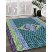 Patterned Blue Novelty Rug, pat778