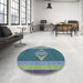 Round Patterned Blue Novelty Rug in a Office, pat778