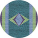 Sideview of Patterned Blue Novelty Rug, pat778