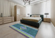 Patterned Blue Novelty Rug in a Bedroom, pat778