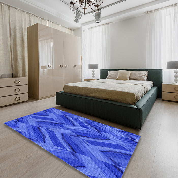 Patterned Blue Rug in a Bedroom, pat779blu