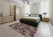 Patterned Khaki Green Rug in a Bedroom, pat779brn